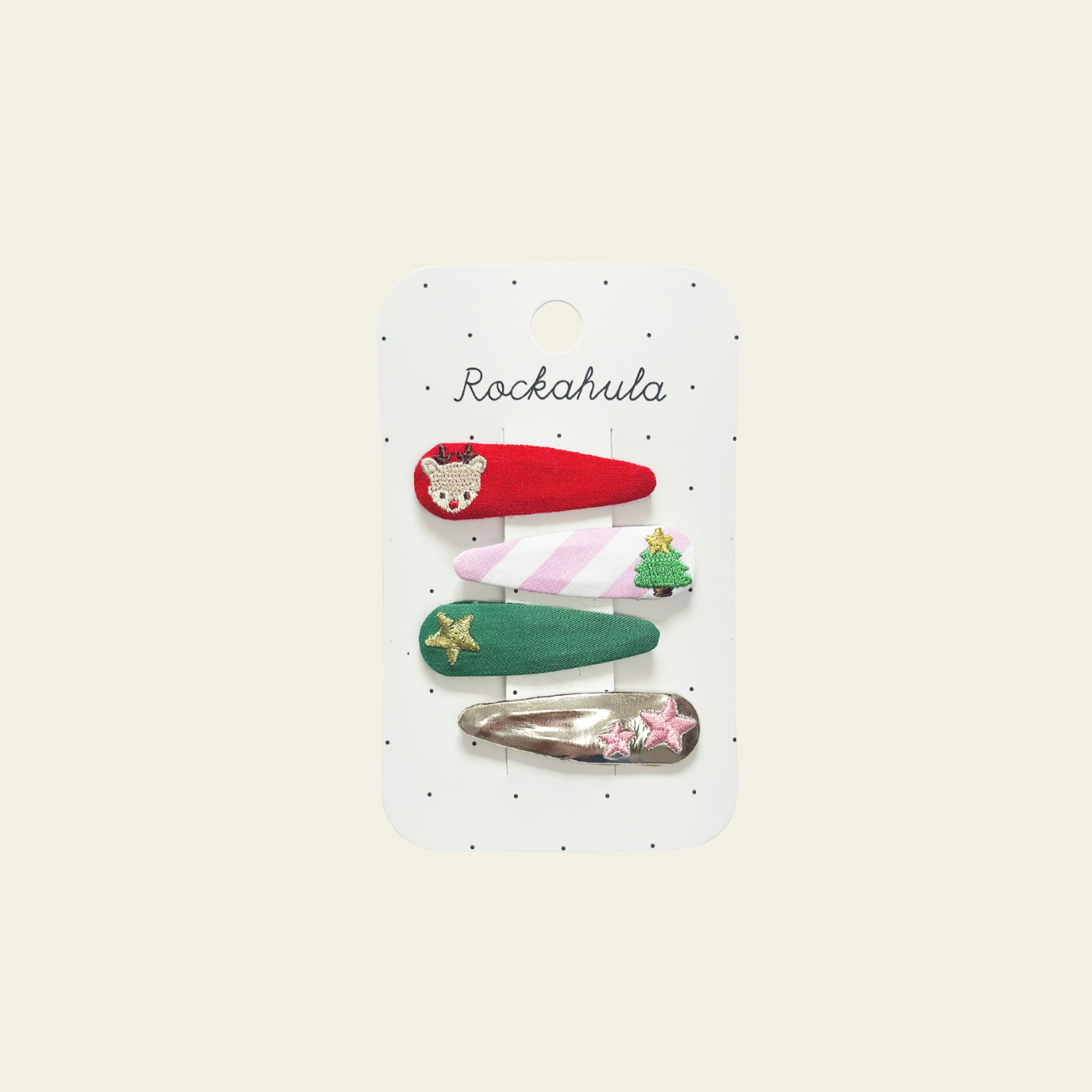 Rockahula Jolly Christmas Embroidered - Clip para el Cabello