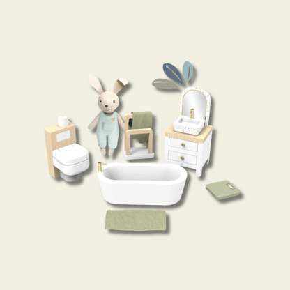 Baño para Casa de Muñecas de Madera- Speedy Monkey