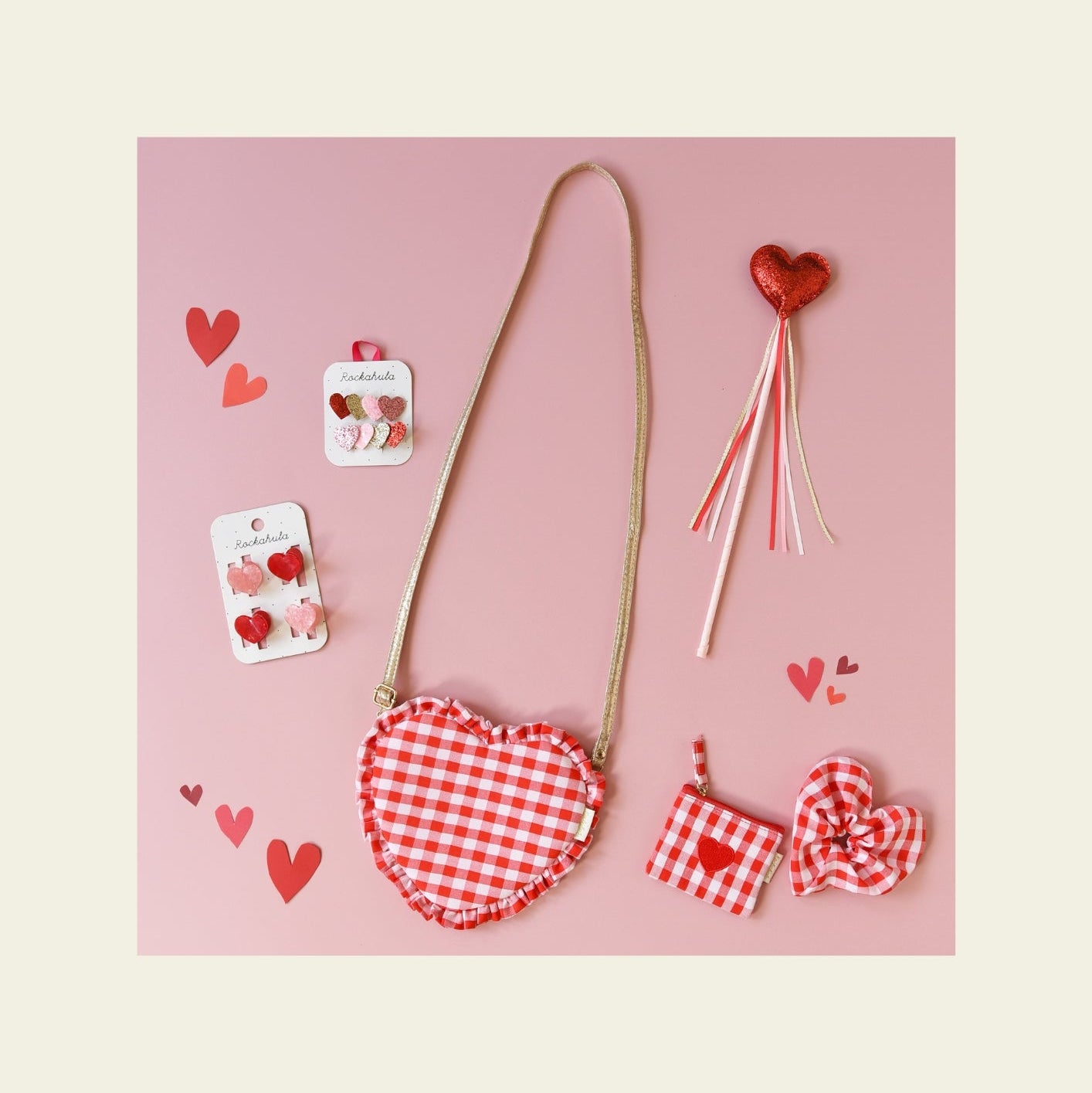 Cartera Corazón Roja Gingham